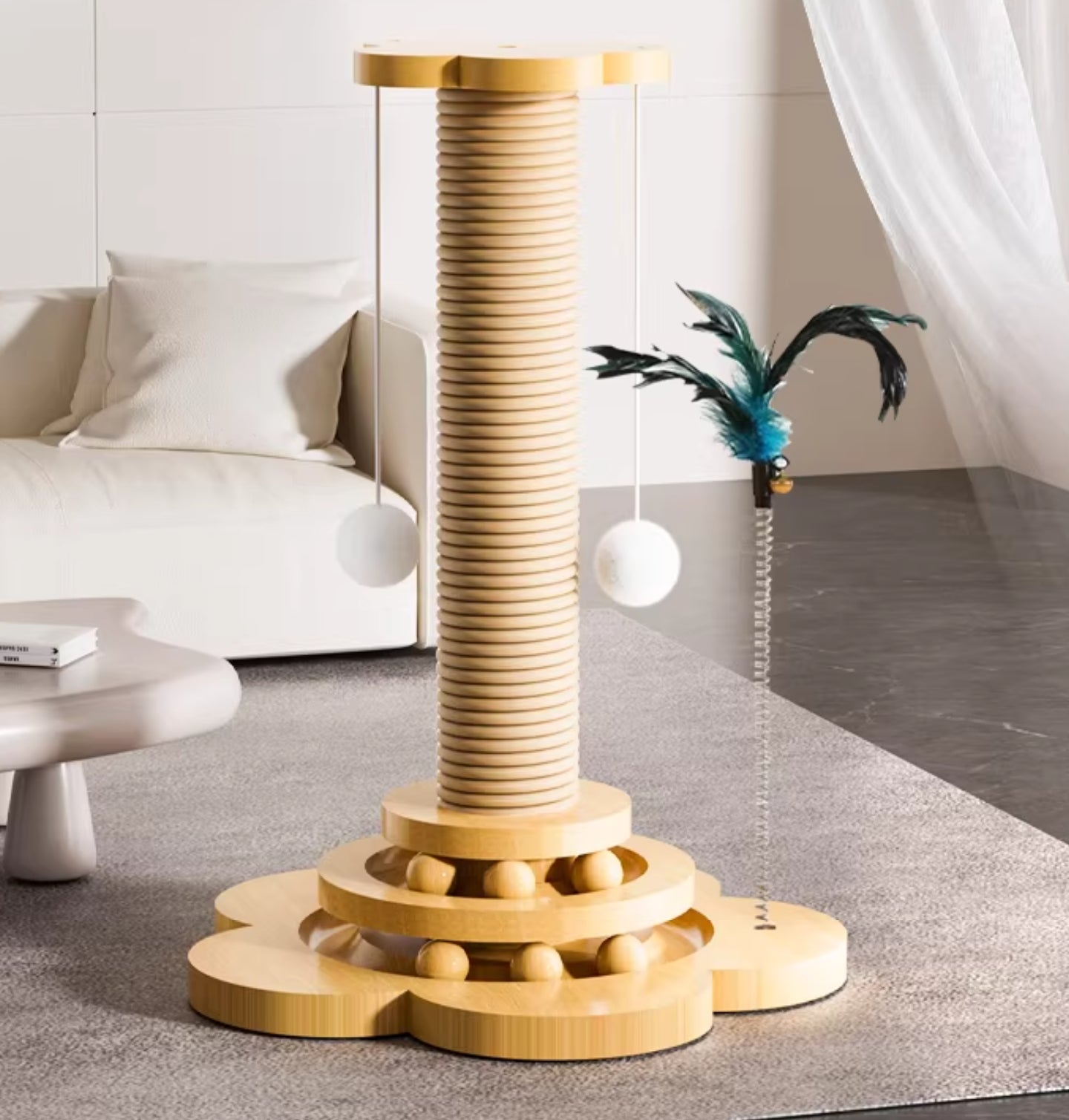 Cat Scratcher with Balls & Teaser Toy